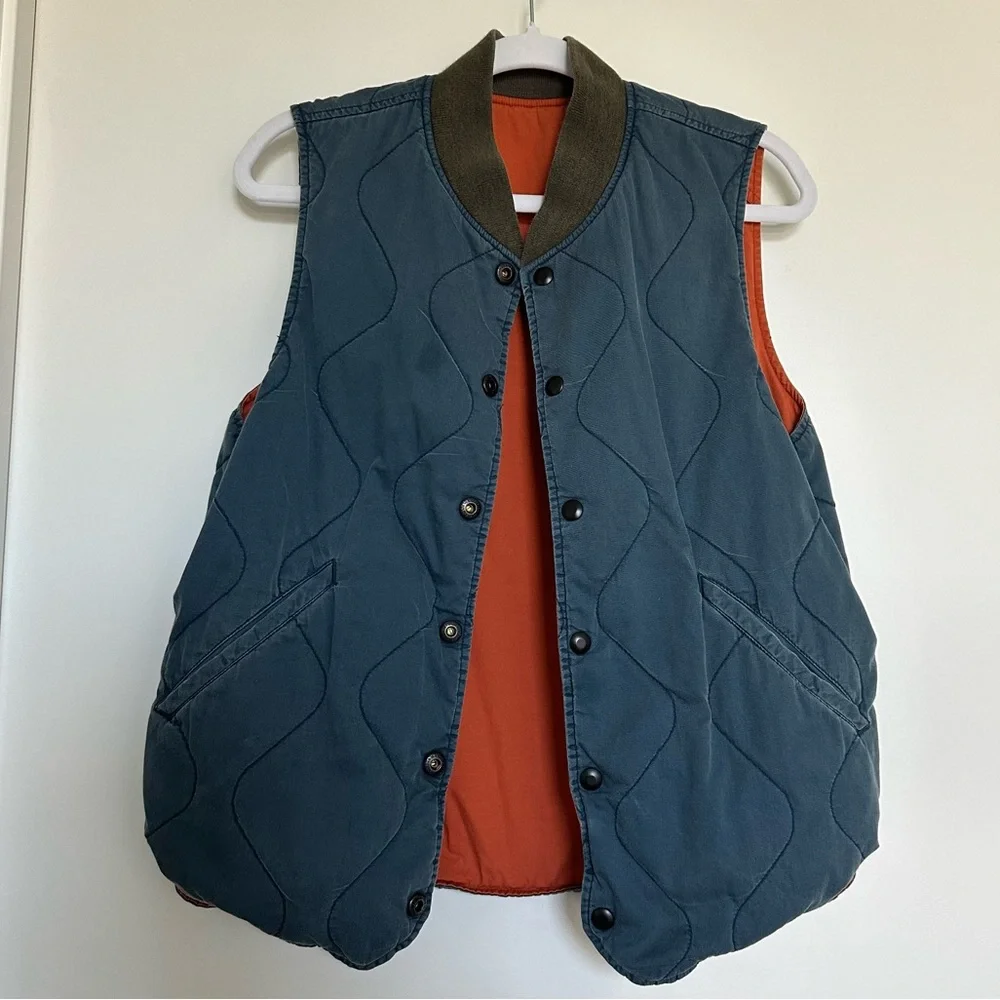 VINTAGE RARE Ralph Lauren double RL reversible vest orange and blue stitched - Picture 4 of 8